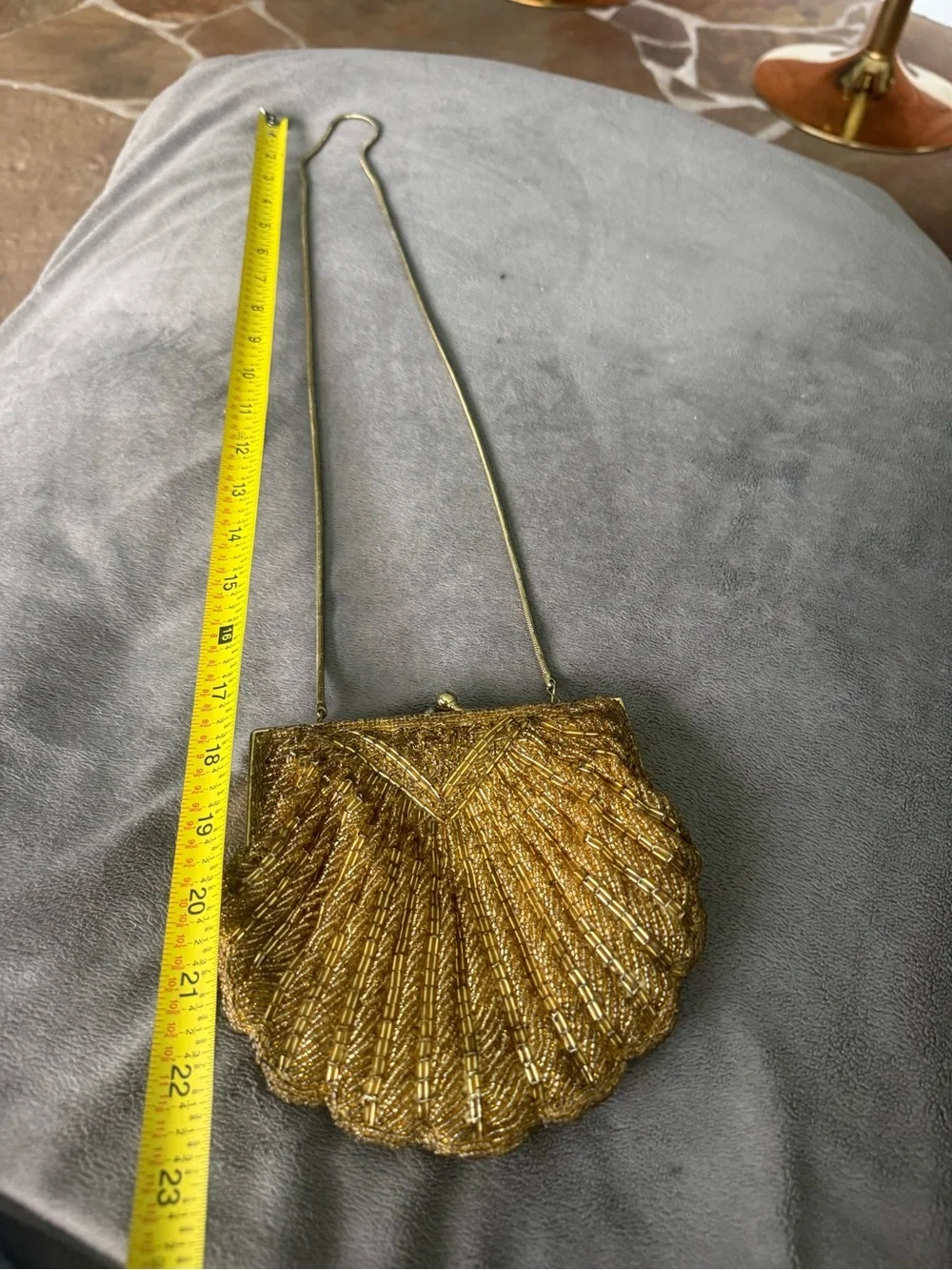 Vtg Beaded Bugle clamshell cocktail bag clutch mermaid